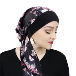 Printed Pre-tie Headscarf Women Elastic Muslim Female Turban Cancer Chemo Hat Hair Loss Cover Head Wrap Headwear Stretch Bandana