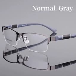 Business Men's Photochromic Myopia Glasses Unisex Half Frame Square Near Sight Eyeglasses Optical Prescription Minus Eyewear