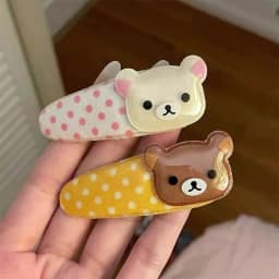 Kawaii Rilakkuma Bangs Side Clip Cartoon Cute Wave Point BB Hair Clip Lazy Bear Angel Winged Versatile Hairpin Birthday Gifts