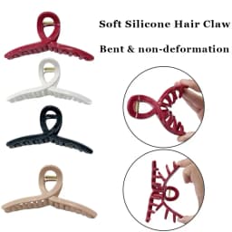 13cm Large Cross Safe Soft Silicone Hair Claw Clips Women's High Elastic Shark Grip Deformable Anti Collision Hair Accessories K