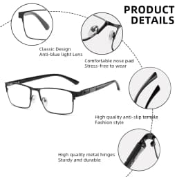 Vintage Metal Square Reading Glasses Men Classic Presbyopic Glasses Male Business Anti-blue Light Eyeglasses