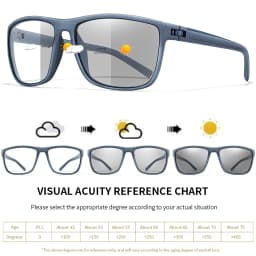 Classic Photochromic Reading Glasses for Unisex Square Frame for Presbyopia Anti Blue Light Blocking Eyewear for Far Sight