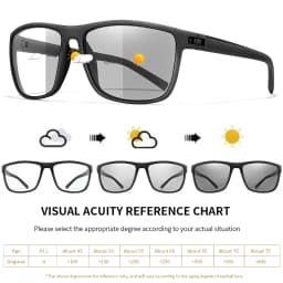 Classic Photochromic Reading Glasses for Unisex Square Frame for Presbyopia Anti Blue Light Blocking Eyewear for Far Sight