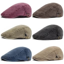 Spring Summer Watered Denim American Casual Retro Beret  Washed Old Street Forward Hat British Painter Newsboy Cap Visor