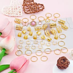 45pcs Women's Braid Heart Pendant Hair Accessories,Pink Heart&Butterfuly&Crown Pendant Hair Clips,Valentine's Day Love Hair Ring