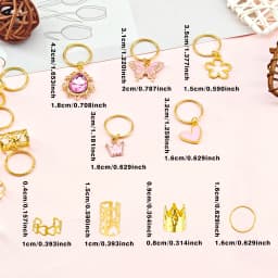 45pcs Women's Braid Heart Pendant Hair Accessories,Pink Heart&Butterfuly&Crown Pendant Hair Clips,Valentine's Day Love Hair Ring