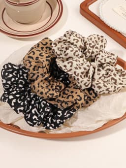 3Pcs Elegant Vintage Leopard Print Fabric Hair Scrunchies, Daily Home Hair AccessoriesHair Ties Scrunchy Hair Ties ,Head Piece
