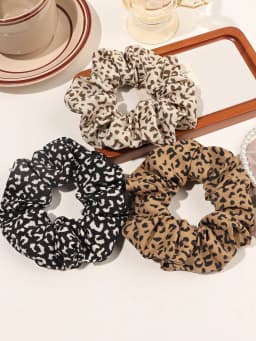 3Pcs Elegant Vintage Leopard Print Fabric Hair Scrunchies, Daily Home Hair AccessoriesHair Ties Scrunchy Hair Ties ,Head Piece