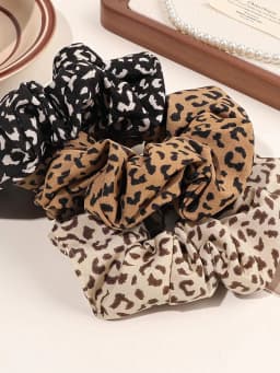 3Pcs Elegant Vintage Leopard Print Fabric Hair Scrunchies, Daily Home Hair AccessoriesHair Ties Scrunchy Hair Ties ,Head Piece