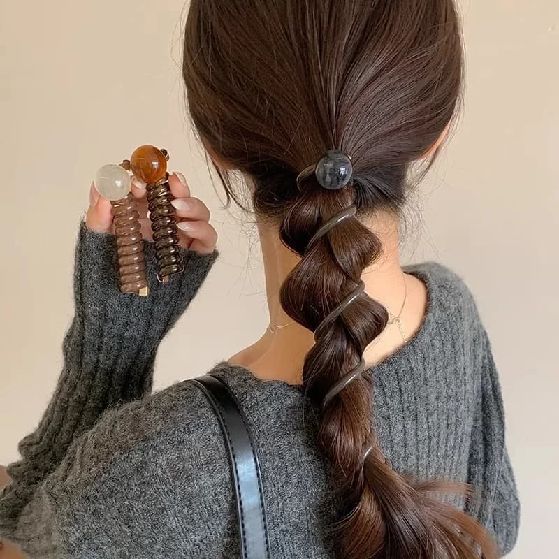 Vintage Ball Heart Straight Elastic Headband For Women Girls Ponytial Holder Hair Tie Scrunchie Hairband Hair Accessories