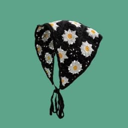 Korean Sweet Cute Handmade Crochet Hollow Triangle Headband Towel For Women Girls Flower Headscarf Hair Accessories