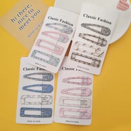 4pc Fashion College Plaid BB Hairpin Hair Side Clips for Girls Women Korean Hair Accessories