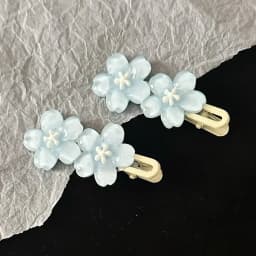 Jelly Cherry Blossom Hair Clips Pink Blue Flower Hairpins for Girl Romantic Wave Side Bangs Barrettes Kawaii BB Hair Accessories