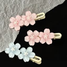 Jelly Cherry Blossom Hair Clips Pink Blue Flower Hairpins for Girl Romantic Wave Side Bangs Barrettes Kawaii BB Hair Accessories