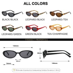 Small Oval Sunglasses for Women's Vintage Design Sun Glasses Shades Female Sexy Retro Punk Men Sunglass Outdoor Trendy Eyewear