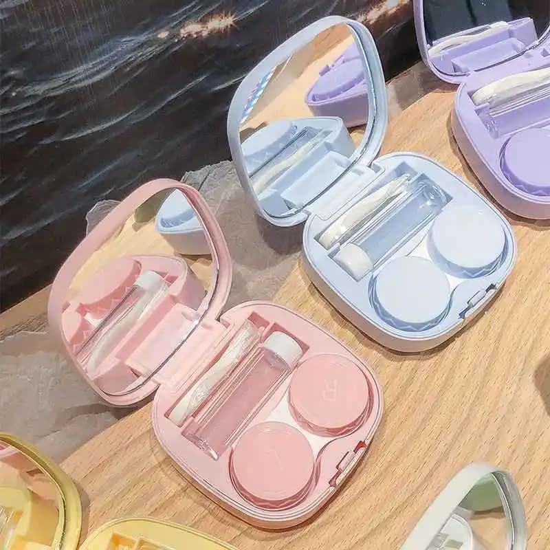 Contact Lens Case Portable Simple Design with Mirror Travel Contact Lens Kit for Daily Use Storage Box for Glasses