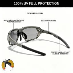 Classic Men's Photochromic Polarized Sunglasses - Adjustable Nose Pads, UV400 for Driving, Fishing & All-Weather Outdoor