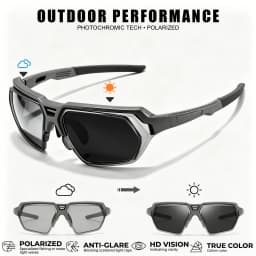 Classic Men's Photochromic Polarized Sunglasses - Adjustable Nose Pads, UV400 for Driving, Fishing & All-Weather Outdoor