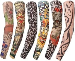 8PCS Fake Temporary Full Arm Tattoo Sleeves UV Protection Stretchy Breathable Sun Sleeves Unisex Outdoor Sports Driving Fishing