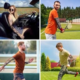 8PCS Fake Temporary Full Arm Tattoo Sleeves UV Protection Stretchy Breathable Sun Sleeves Unisex Outdoor Sports Driving Fishing