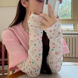 Cute Colorful Star Arm Sleeves for Women Breathable UV Protection Polka Dot Summer Driving Cycling Casual Wear Kawaii Sleeves
