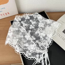 Elegant Black White Lace Head Scarf Korean Dainty Design Multi Purpose Triangle Wrap for Women Girls Chic Headband Daily Wear