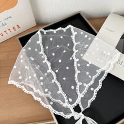 Elegant Black White Lace Head Scarf Korean Dainty Design Multi Purpose Triangle Wrap for Women Girls Chic Headband Daily Wear