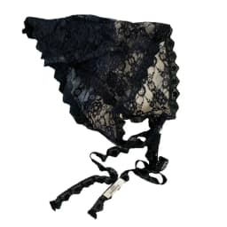 Elegant Black White Lace Head Scarf Korean Dainty Design Multi Purpose Triangle Wrap for Women Girls Chic Headband Daily Wear