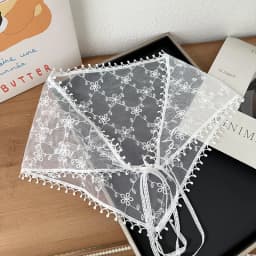 Elegant Black White Lace Head Scarf Korean Dainty Design Multi Purpose Triangle Wrap for Women Girls Chic Headband Daily Wear