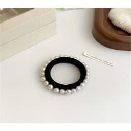 5Pcs Elegant Ladies Hair Band Suit, High Elastic Seamless Fabric, Imitation Pearl Bow Design, Ladies and Girls Love It!