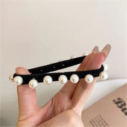 5Pcs Elegant Ladies Hair Band Suit, High Elastic Seamless Fabric, Imitation Pearl Bow Design, Ladies and Girls Love It!