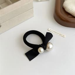 5Pcs Elegant Ladies Hair Band Suit, High Elastic Seamless Fabric, Imitation Pearl Bow Design, Ladies and Girls Love It!