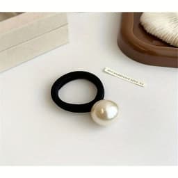 5Pcs Elegant Ladies Hair Band Suit, High Elastic Seamless Fabric, Imitation Pearl Bow Design, Ladies and Girls Love It!