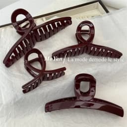 Simple Fashion Slightly Drunk Retro Dark Red Grab Clip Temperament Cross Hairpin Large Back Head Disc Hair Shark Clip