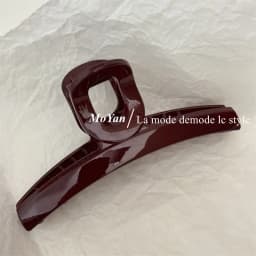 Simple Fashion Slightly Drunk Retro Dark Red Grab Clip Temperament Cross Hairpin Large Back Head Disc Hair Shark Clip