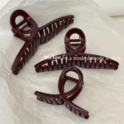 Simple Fashion Slightly Drunk Retro Dark Red Grab Clip Temperament Cross Hairpin Large Back Head Disc Hair Shark Clip