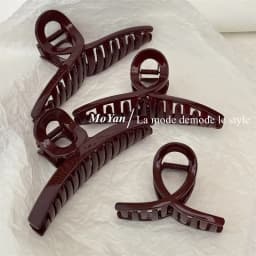 Simple Fashion Slightly Drunk Retro Dark Red Grab Clip Temperament Cross Hairpin Large Back Head Disc Hair Shark Clip