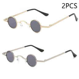 Vintage Rock Punk Man Sunglasses Classic Small Round Sunglasses Women Wide Bridge Metal Frame Black Lens Driving Eyewear