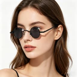 Vintage Rock Punk Man Sunglasses Classic Small Round Sunglasses Women Wide Bridge Metal Frame Black Lens Driving Eyewear