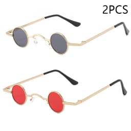 Vintage Rock Punk Man Sunglasses Classic Small Round Sunglasses Women Wide Bridge Metal Frame Black Lens Driving Eyewear