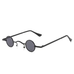 Vintage Rock Punk Man Sunglasses Classic Small Round Sunglasses Women Wide Bridge Metal Frame Black Lens Driving Eyewear