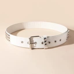 New Vintage-Style Belt with Square Beads and Rivets, Metal Pyramid-Shaped Belt. Unisex Punk-Style Belt with Five-Bull Design, Su