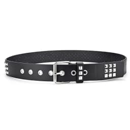 New Vintage-Style Belt with Square Beads and Rivets, Metal Pyramid-Shaped Belt. Unisex Punk-Style Belt with Five-Bull Design, Su
