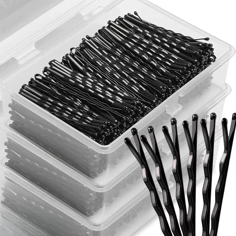 50-600pcs Black Straight Line Hair Clip U-shaped Needle Lady Hairpins Curly Wavy Grips Women Bobby Pins Styling Hair Accessories