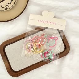 10pcs children's braided rubber band Korean silver pearl bow headband without damaging hair Small Thumb Hoop Baby headband