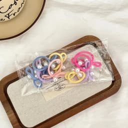 10pcs children's braided rubber band Korean silver pearl bow headband without damaging hair Small Thumb Hoop Baby headband