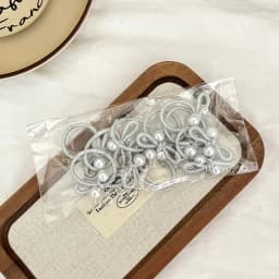 10pcs children's braided rubber band Korean silver pearl bow headband without damaging hair Small Thumb Hoop Baby headband