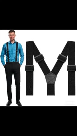 Adjustable Elastic Trouser Pants Braces-Black Heavy Duty Work Suspenders for Men 3.8cm Wide Y-back with Plastic Gripper Clasps