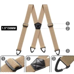 Adjustable Elastic Trouser Pants Braces-Black Heavy Duty Work Suspenders for Men 3.8cm Wide Y-back with Plastic Gripper Clasps