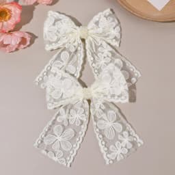 2Pcs Flower Lace Bow Hair Clips For Girls Sweet Pearls Hairpins Floral Embroidery Barrette Children Kids Headwear Accessories